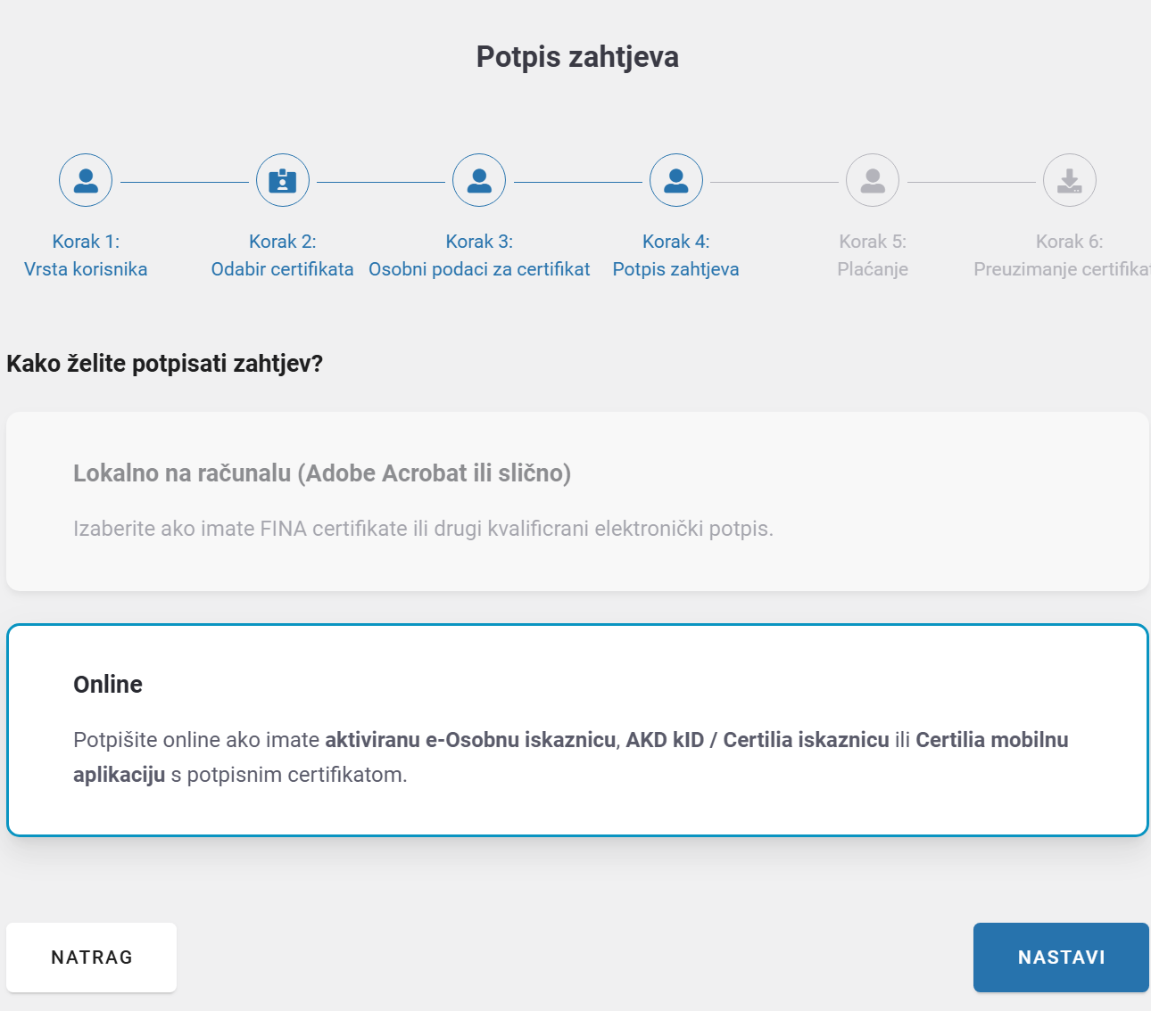 Certilia potpis zahtjeva