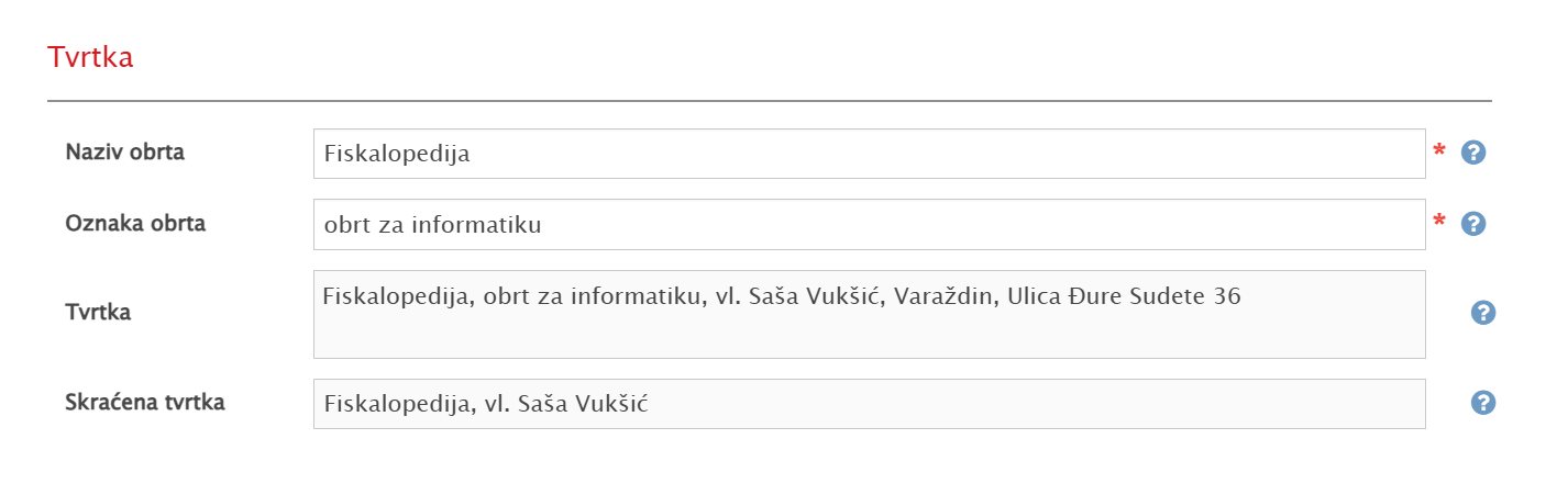 Upis naziva obrta