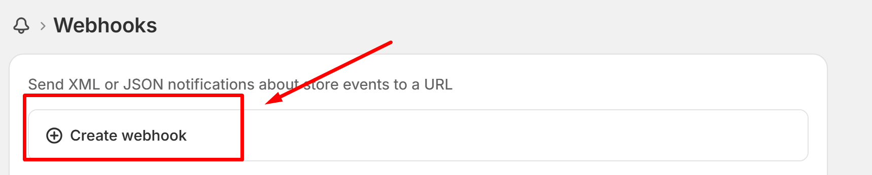 Create webhook Shopify