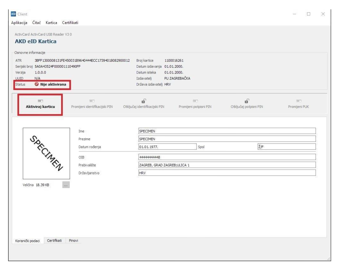 Aktivacija osobne iskaznice u Certilia middleware