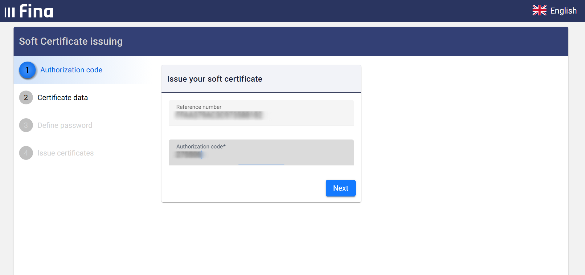 Prijava na finu za preuzimanje certifikata