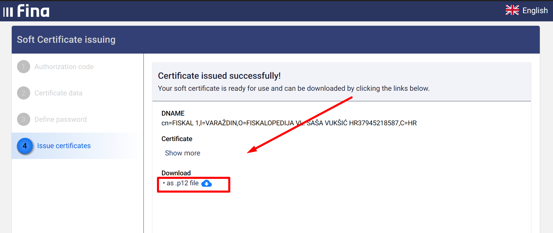Preuzimanje certifikata na računalo