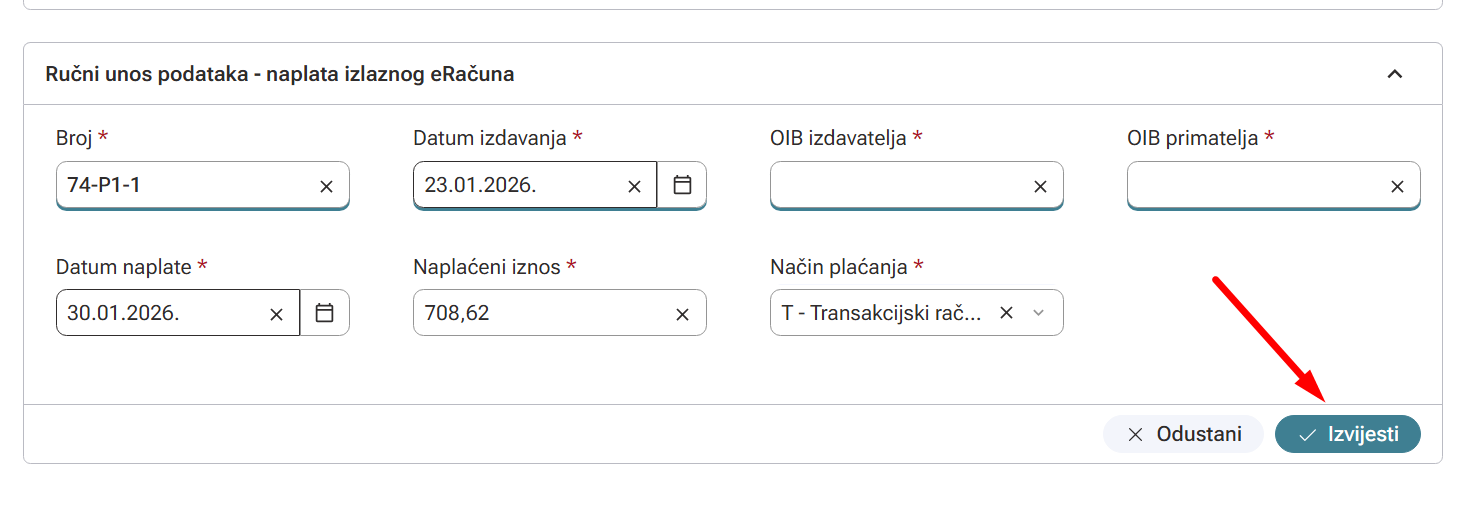 Izvjetavanje o naplati eRačuna