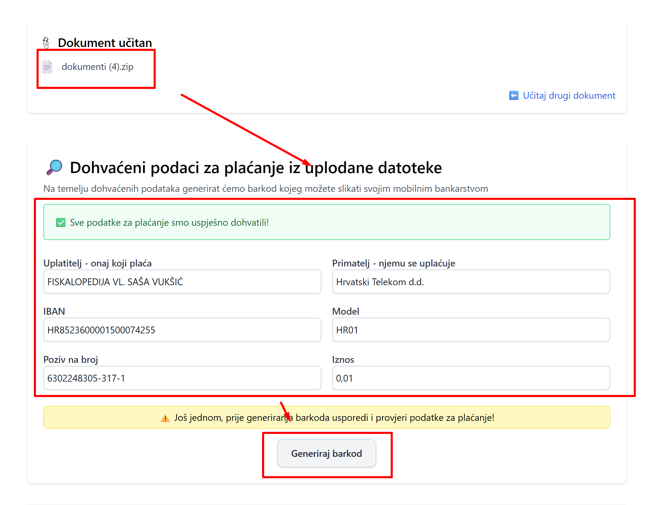Plaćanje eračuna putem barkoda