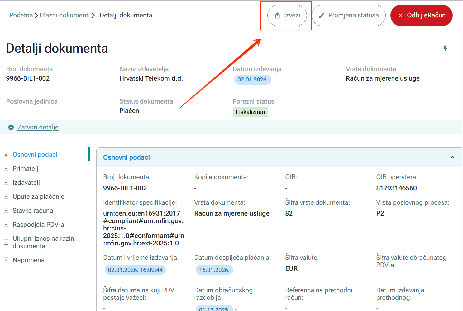 Preuzimanje ulaznog eRačuna