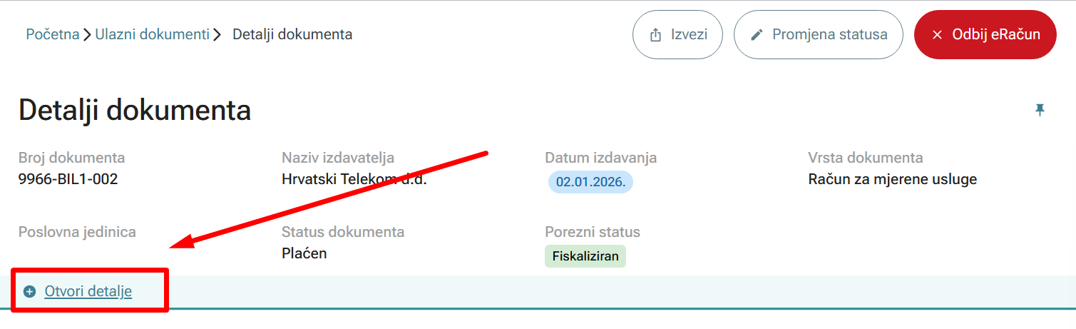 Prikaz podataka eRačuna