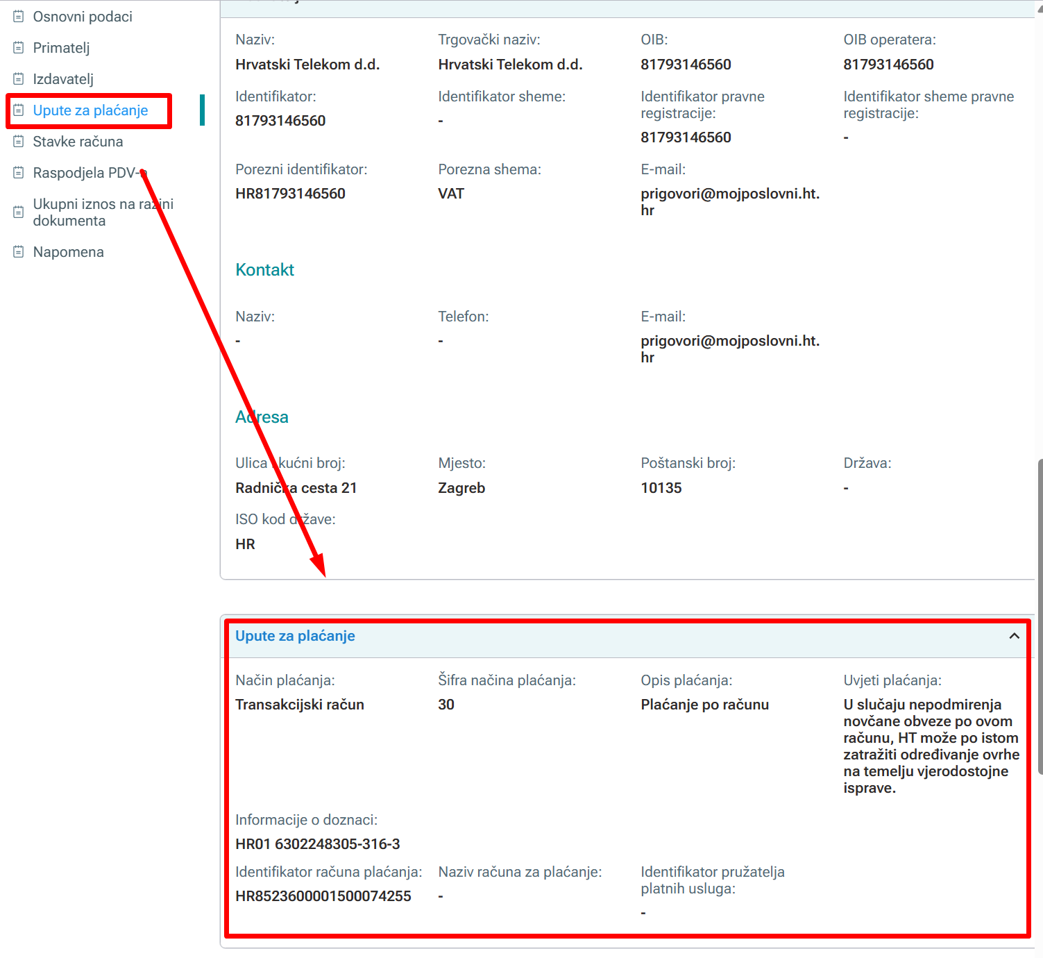 Iban, model i poziv na broj kod eRačuna