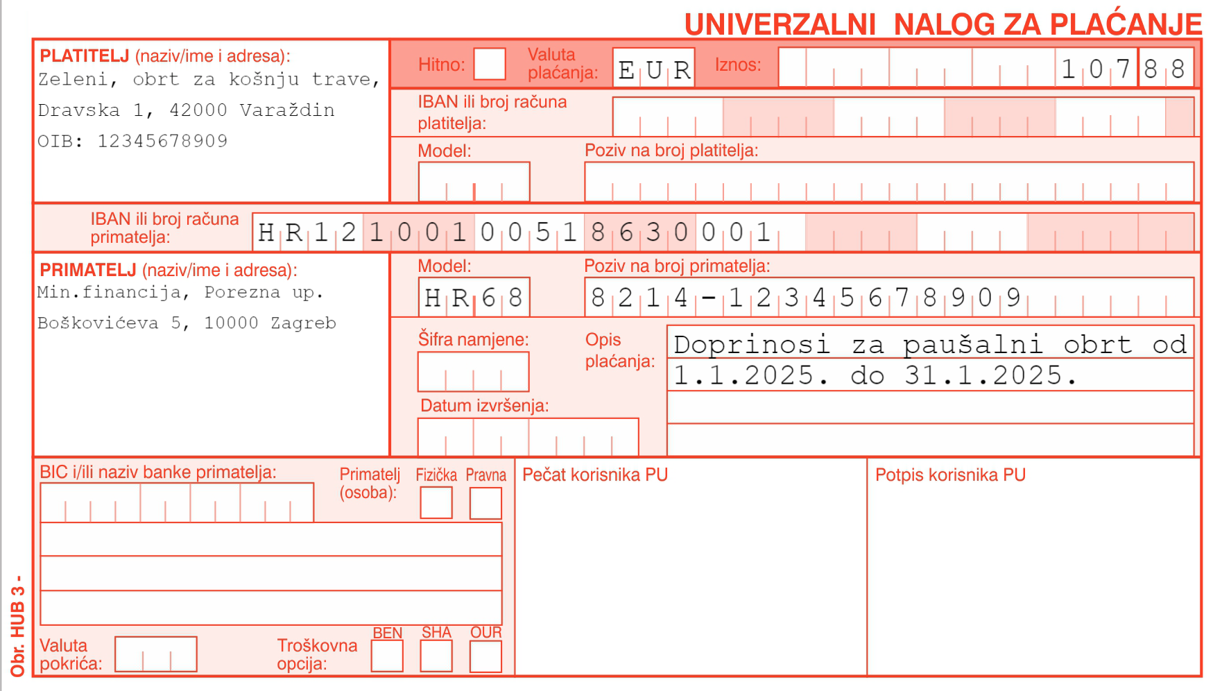 Uplatnica mirovinski fond 1. stup