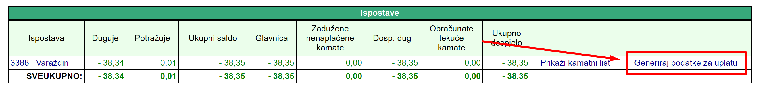 Generiraj podatke za uplatu