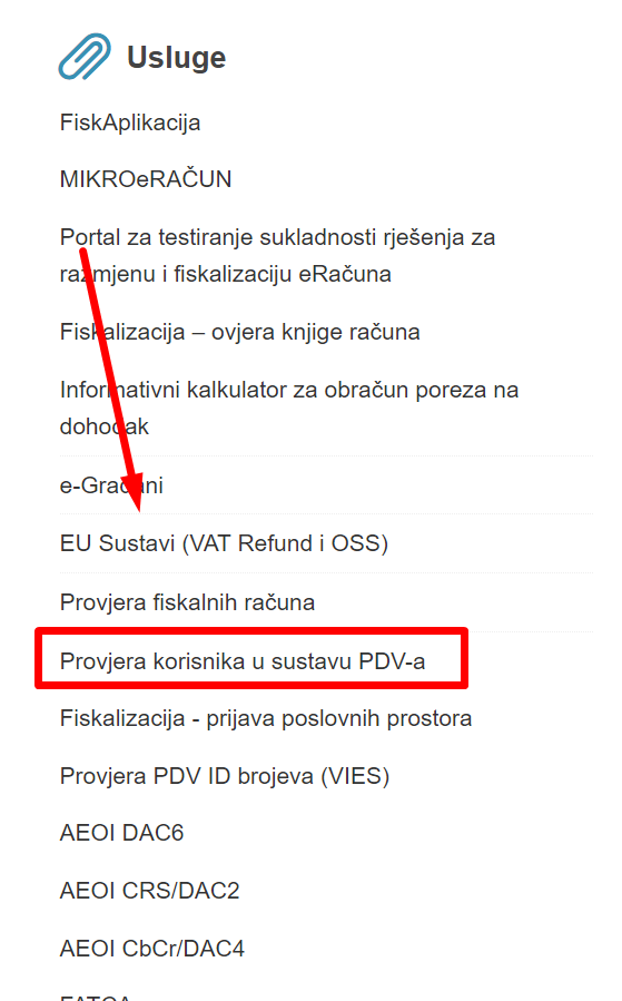 ePorezna - provjera korisnika u sustavu pdv-a